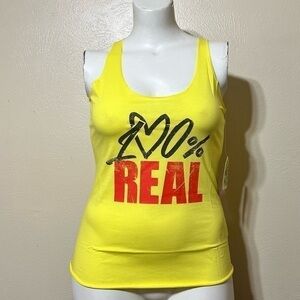 Zumba tank top 100% Real yellow. New with tag Large